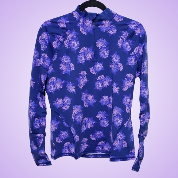 G/FORE Peony Quarter Zip Pullover Floral Ruched Medium Space NWT - Picture 1 of 5